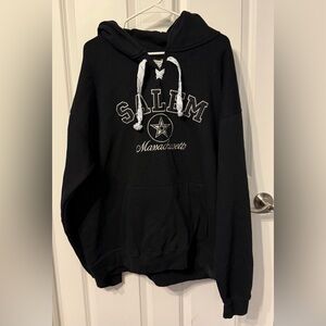 Salem Black Hoodie with White Accents